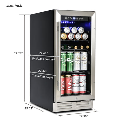 Built-in and Freestanding 15" Mini Beverage Refrigerator/Wine Cabinet