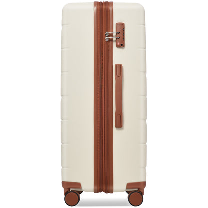 Luggage Sets 3 Piece Suitcase Set 20/24/28,Carry on Luggage Airline Approved,Hard Case with Spinner Wheels, Beige and Brown