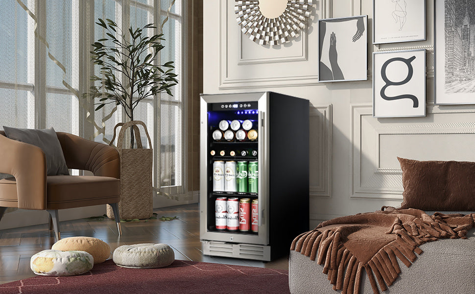 Built-in and Freestanding 15" Mini Beverage Refrigerator/Wine Cabinet