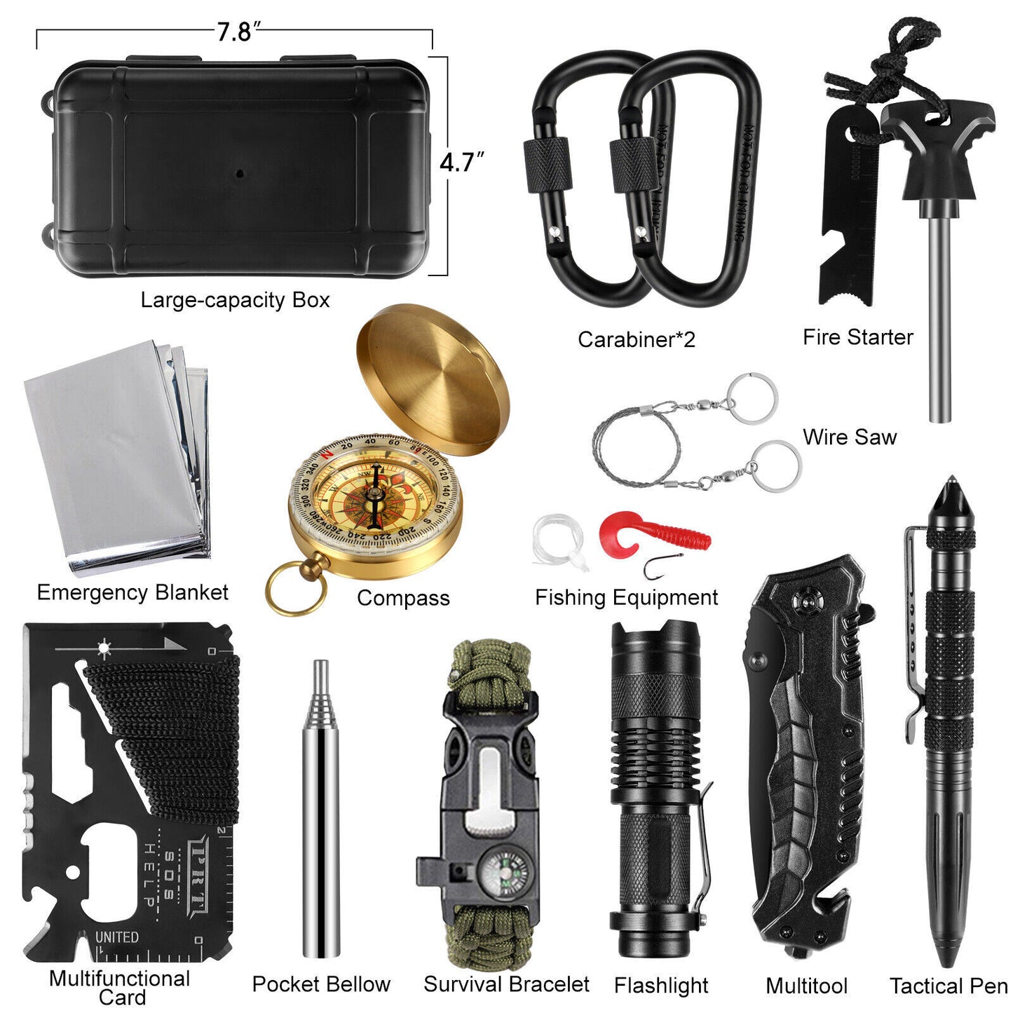 14in1 Outdoor Emergency Survival Gear Kit