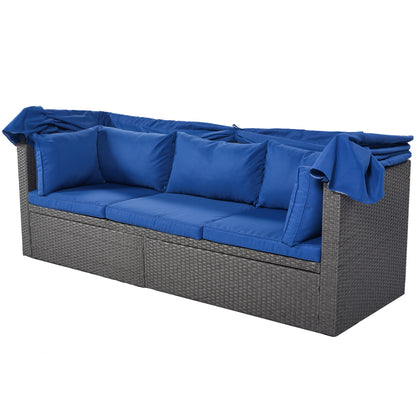 Outdoor Patio Rectangle Daybed with Retractable Canopy