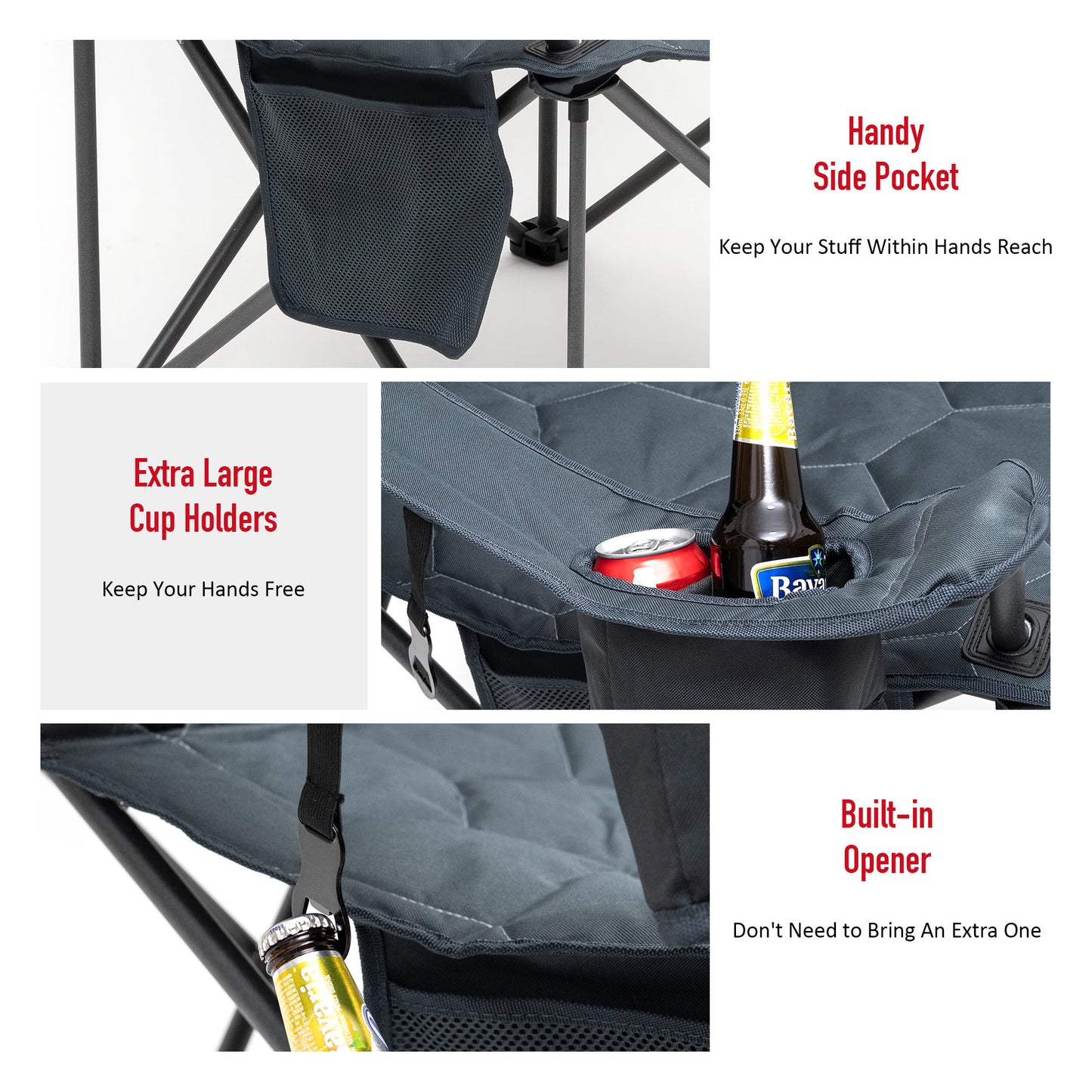 Oversized Folding Camping Chair, Supports 300 LBS