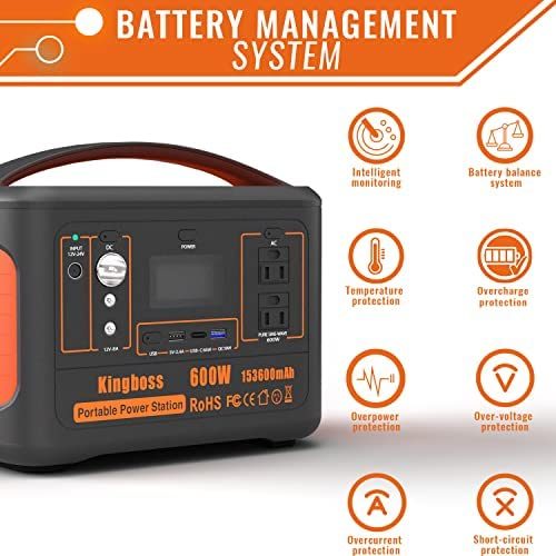 Portable Power Station 568Wh/600W Wireless Charger 15W PD Output 65W Type-C/QC 3.0/AC Outlets Solar Generator CPAP Battery Power Emergency Backup Power for Home Outdoor RV Camping Fishing