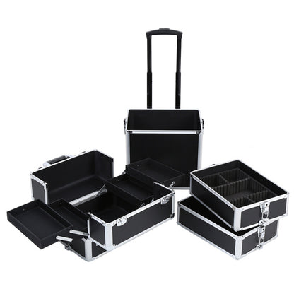 4 in 1 Universal Large Aluminum Frame Beauty and Cosmetics Rolling Case