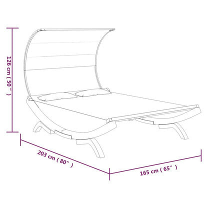 Patio Lounge Bed with Canopy 65"x79.9"x49.6" Solid Bent Wood Anthracite