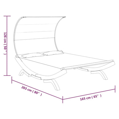 Patio Lounge Bed with Canopy 65"x79.9"x49.6" Solid Bent Wood Cream