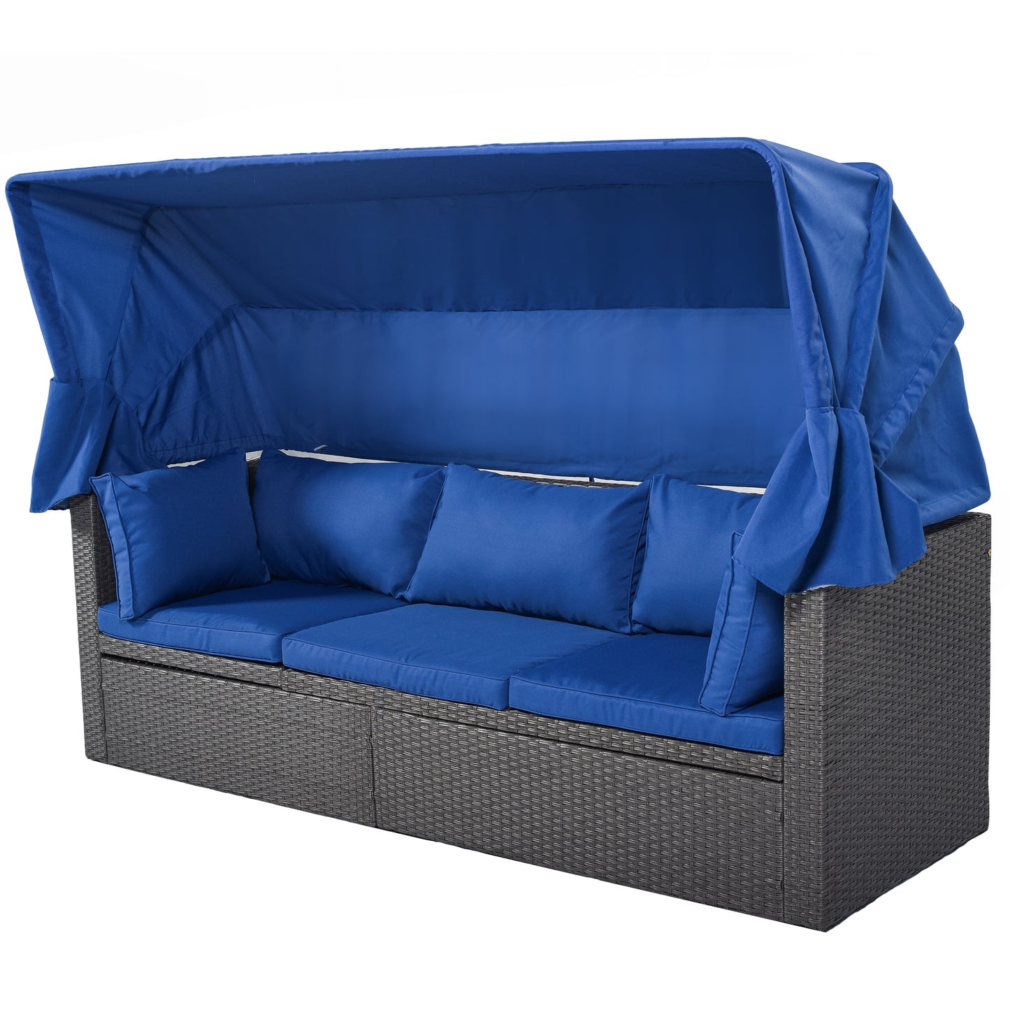 Outdoor Patio Rectangle Daybed with Retractable Canopy