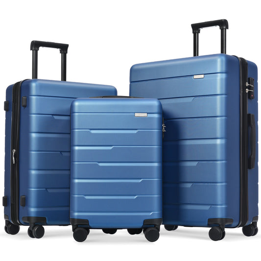 Luggage Sets 3 Piece Suitcase Set 20/24/28,Carry on Luggage Airline Approved,Hard Case with Spinner Wheels,Navy