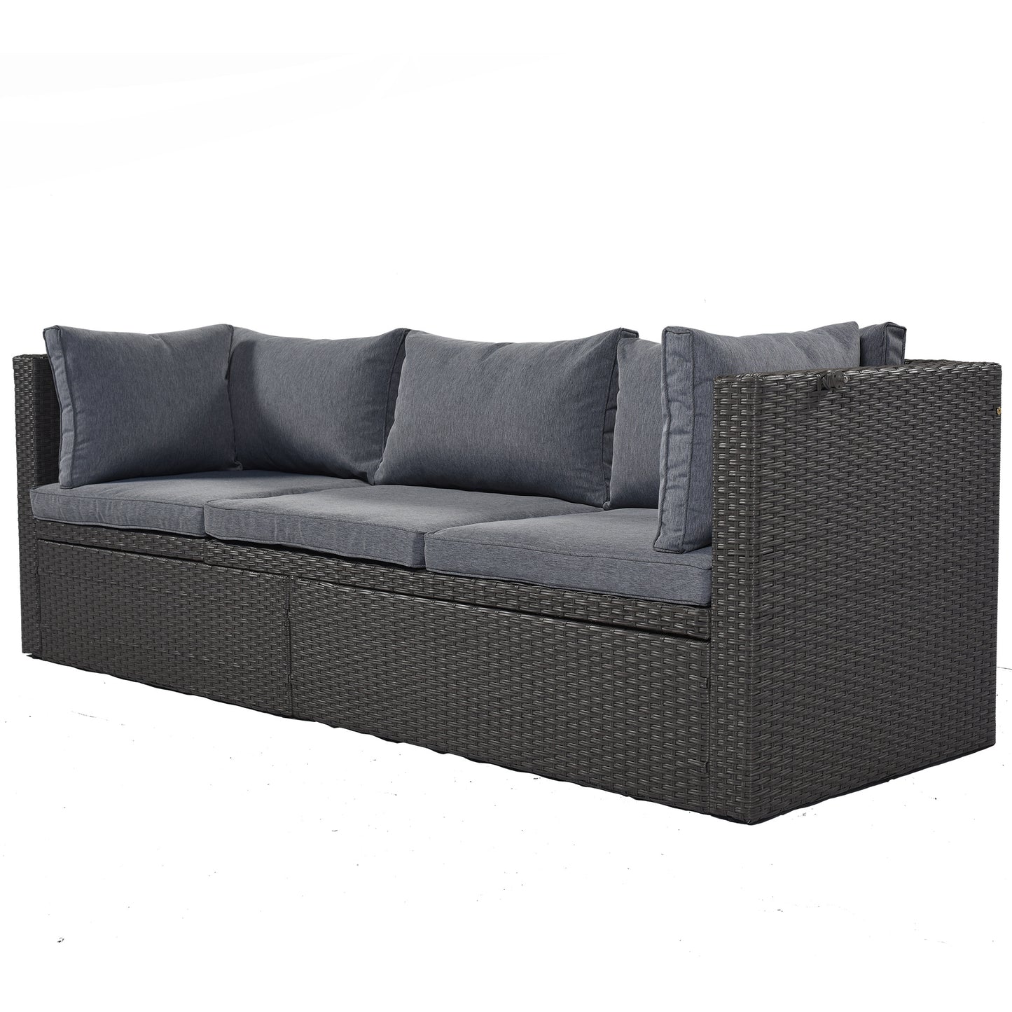 Outdoor Patio Rectangle Daybed with Retractable Canopy