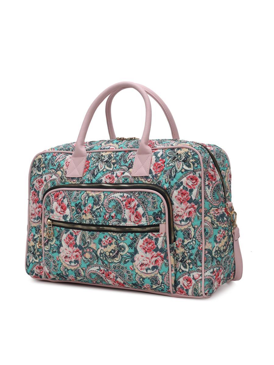 Jayla Quilted Cotton Botanical Pattern Women Duffle Bag