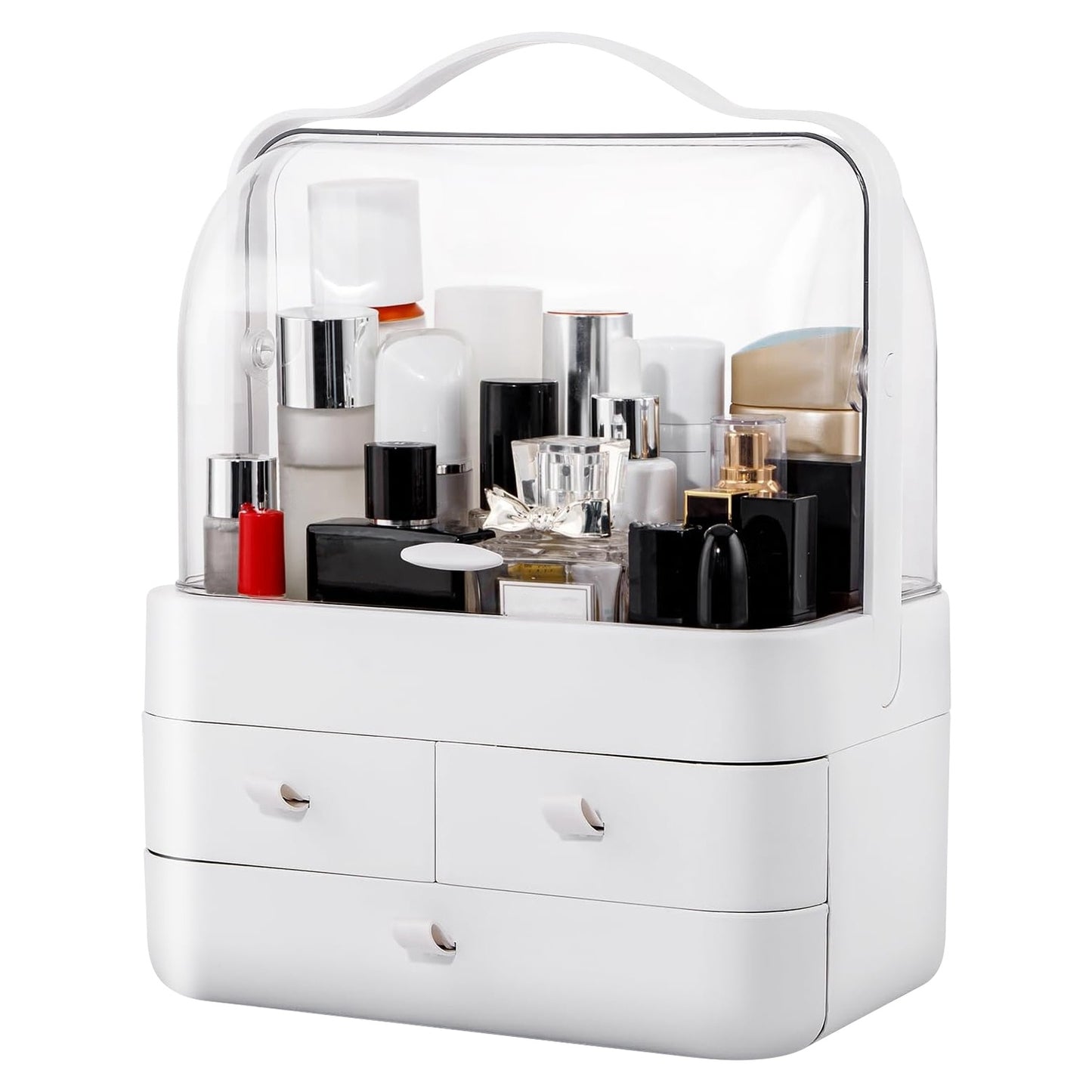 3 Tiers Makeup Organizer Cosmetic Storage Box with Dustproof Waterproof Lid