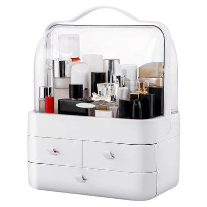 3 Tiers Makeup Organizer Cosmetic Storage Box with Dustproof Waterproof Lid