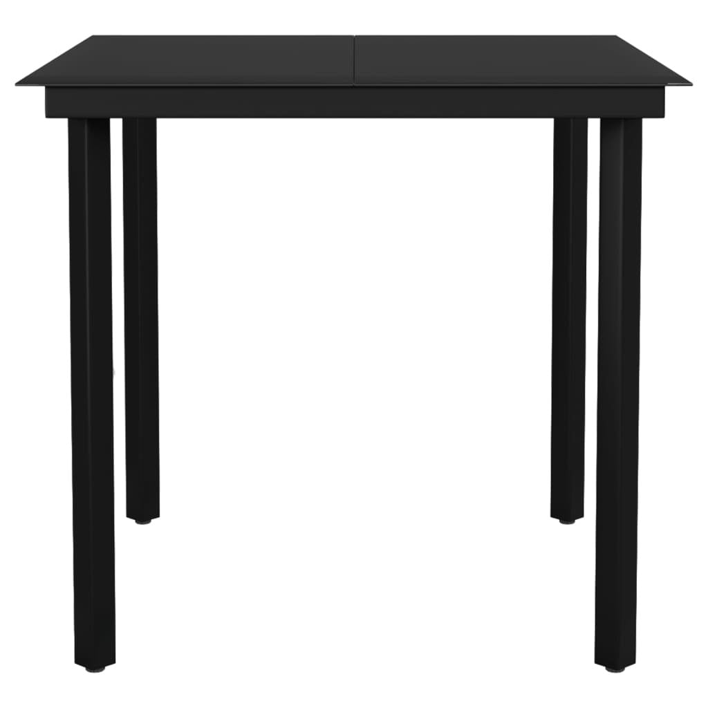 Patio Dining Table Black 31.5"x31.5"x29.1" Steel and Glass