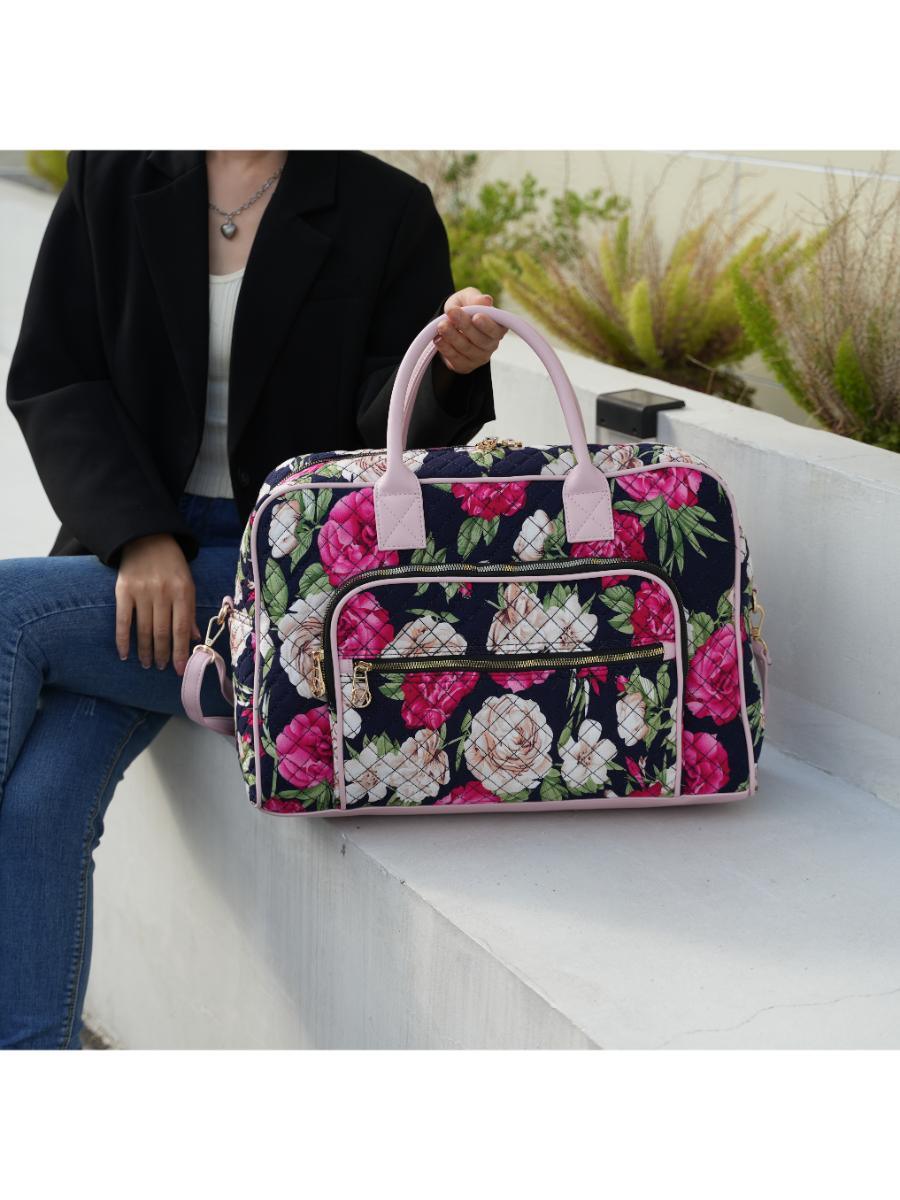 Jayla Quilted Cotton Botanical Pattern Women Duffle Bag