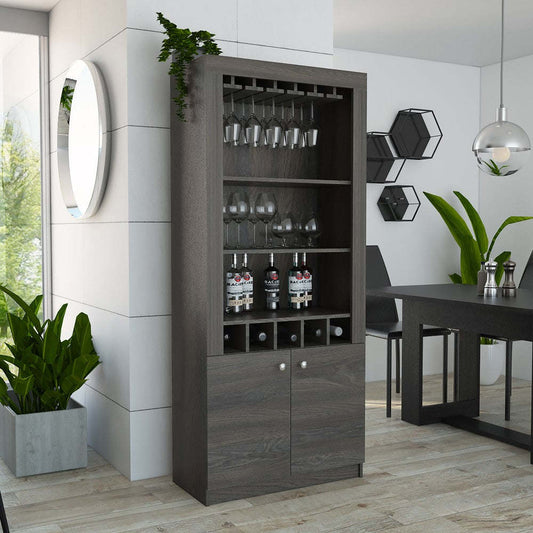 Bar Cabinet Margarita, Five Wine Cubbies, Carbon Espresso Finish