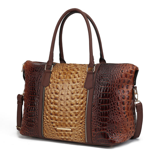 MKF Collection Raven Faux Crocodile-Embossed Vegan Leather Women's Duffle Bag by Mia K