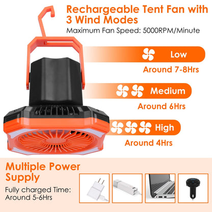 Rechargeable Portable Camping Lantern Fan