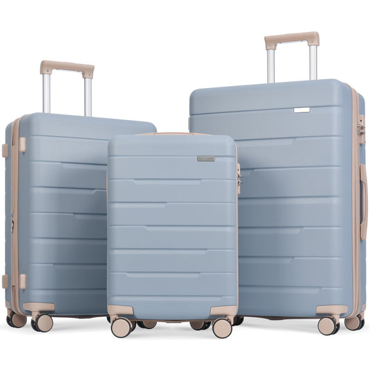 Luggage Sets 3 Piece Suitcase Set 20/24/28,Carry on Luggage Airline Approved,Hard Case with Spinner Wheels,Light Blue