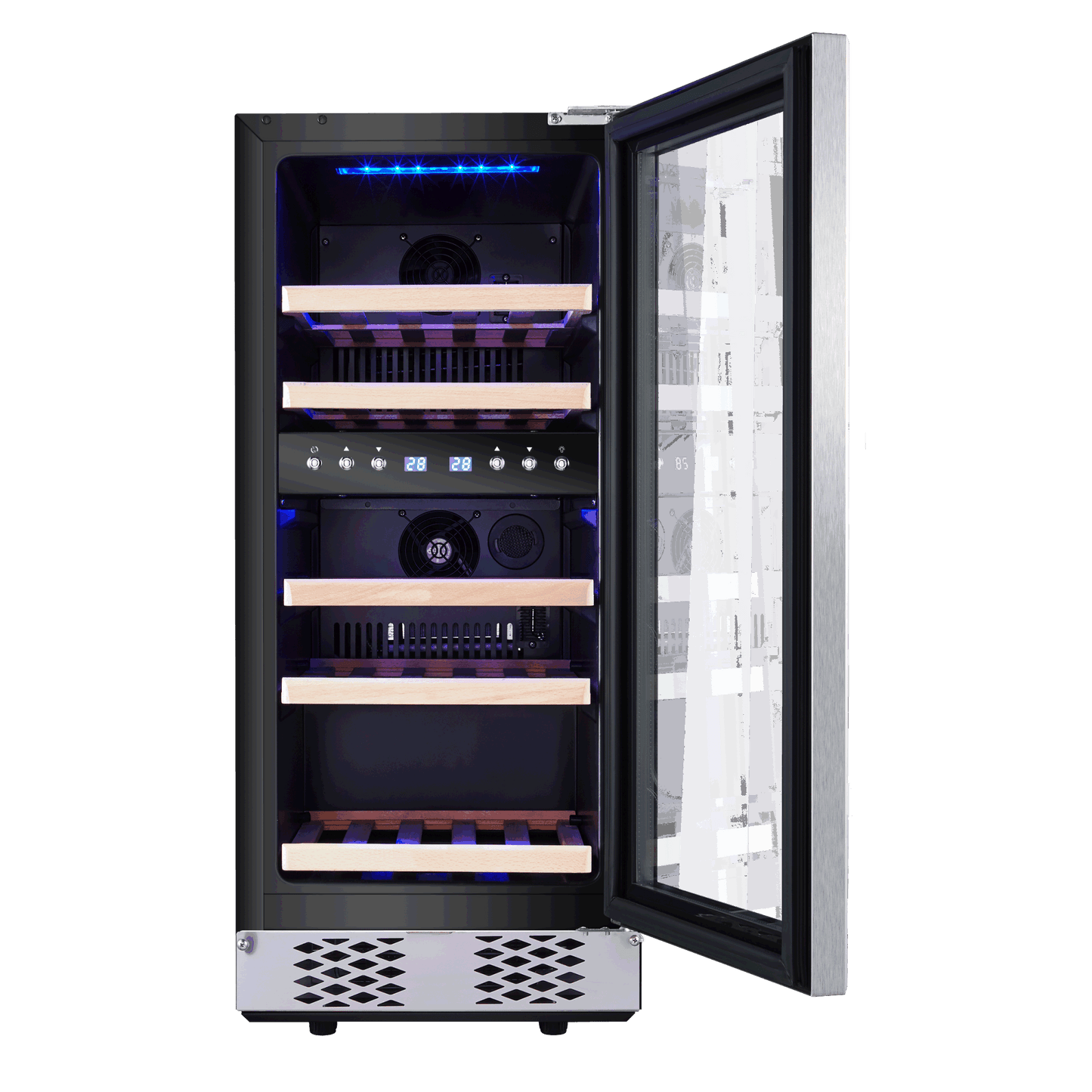 30 Bottles/15 Inch Dual Zone Low Noise Wine Cooler Refrigerator