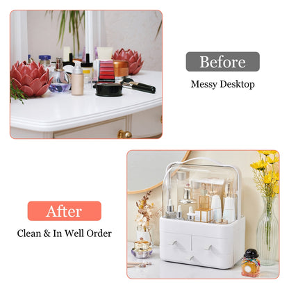 3 Tiers Makeup Organizer Cosmetic Storage Box with Dustproof Waterproof Lid