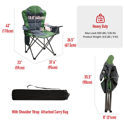 Camping Chair With Armrest, Side Pouch & Cooler