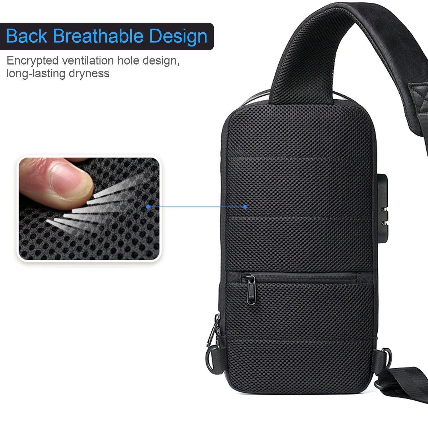 Anti Theft Crossbody Backpack w USB Charge Port