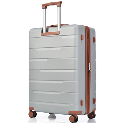 Luggage Sets 3 Piece Suitcase Set 20/24/28,Carry on Luggage Airline Approved,Hard Case with Spinner Wheels, Silver