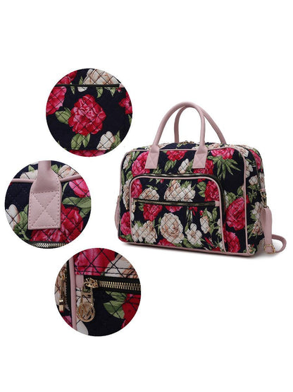 Jayla Quilted Cotton Botanical Pattern Women Duffle Bag