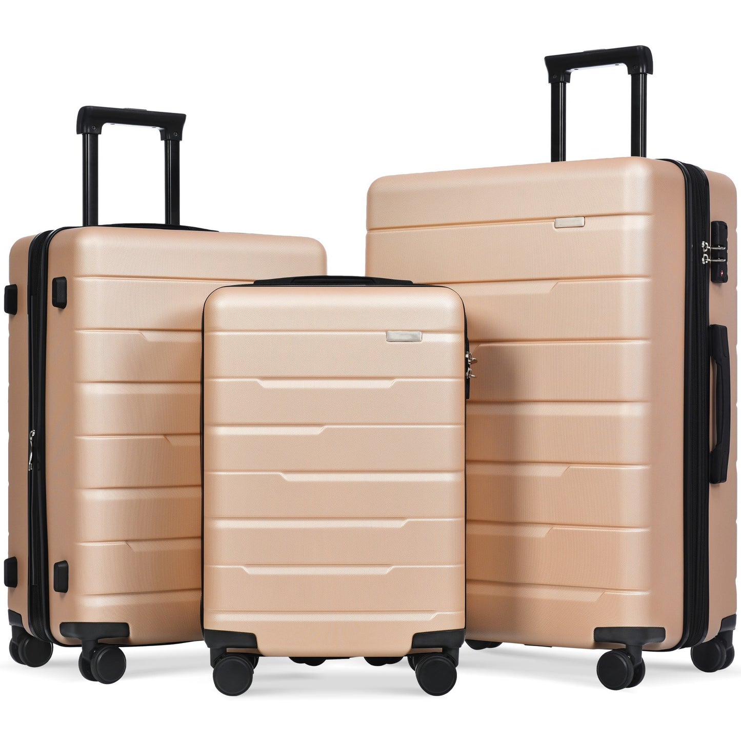 Luggage Sets 3 Piece Suitcase Set 20/24/28,Carry on Luggage Airline Approved,Hard Case with Spinner Wheels,Champagne