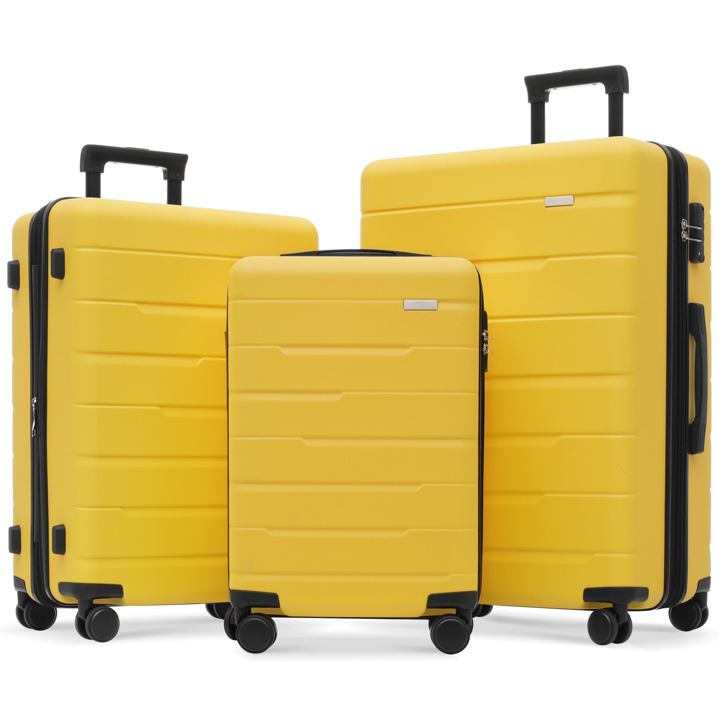 Luggage Sets 3 Piece Suitcase Set 20/24/28,Carry on Luggage Airline Approved,Hard Case with Spinner Wheels, Yellow and Black