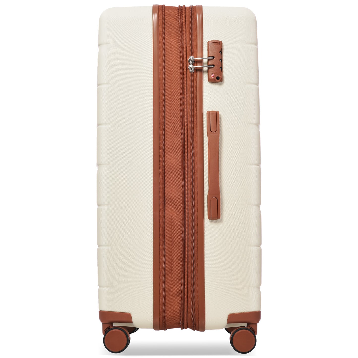 Luggage Sets 3 Piece Suitcase Set 20/24/28,Carry on Luggage Airline Approved,Hard Case with Spinner Wheels, Beige and Brown