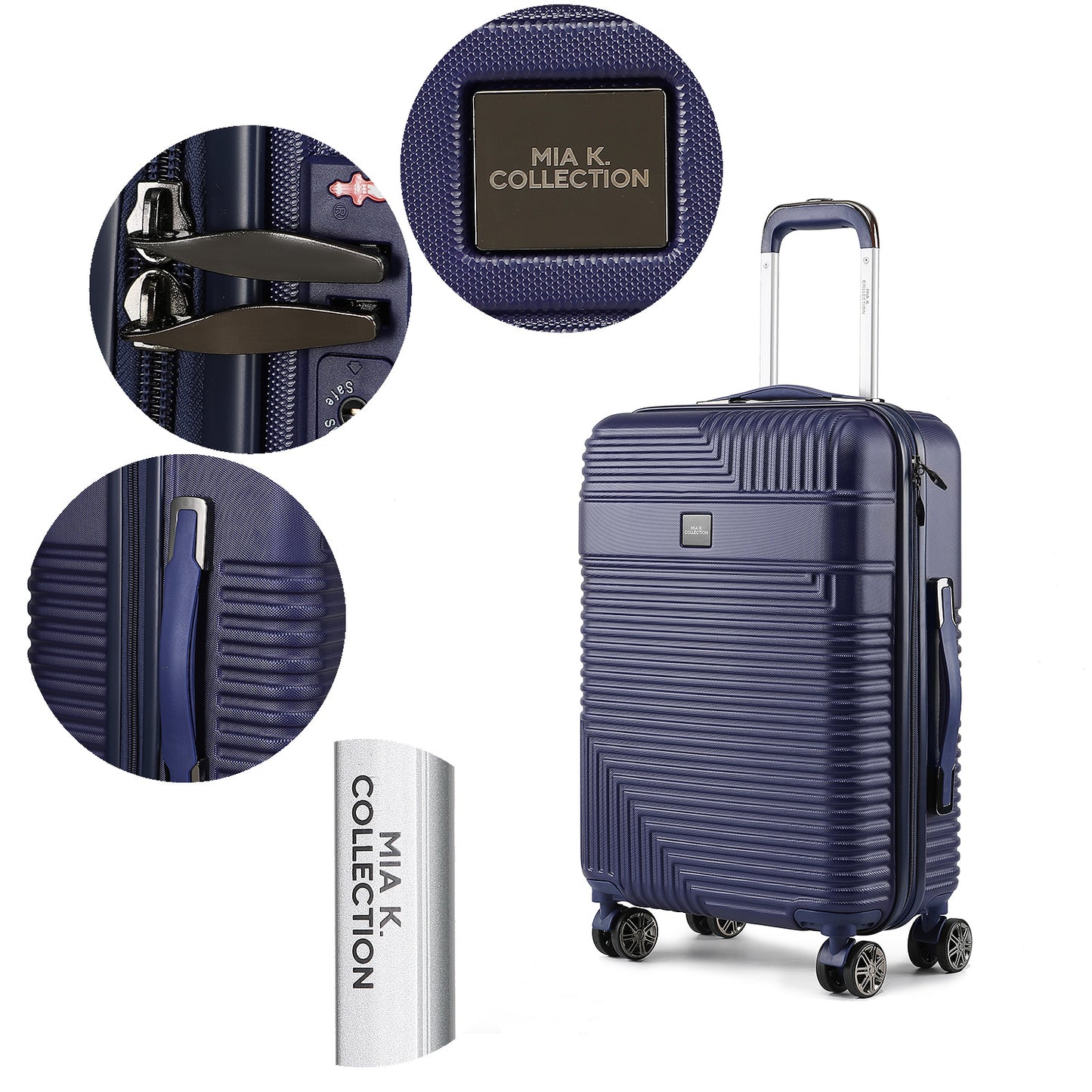 MKF Collection Mykonos Luggage Set- Extra Large Check-in, Large Check-in, Medium Carry-on, and Small Cosmetic Case by Mia K