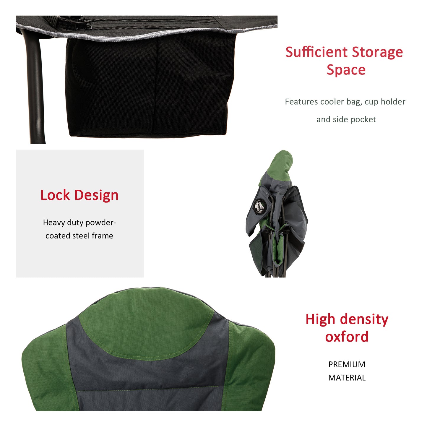 Camping Chair With Armrest, Side Pouch & Cooler